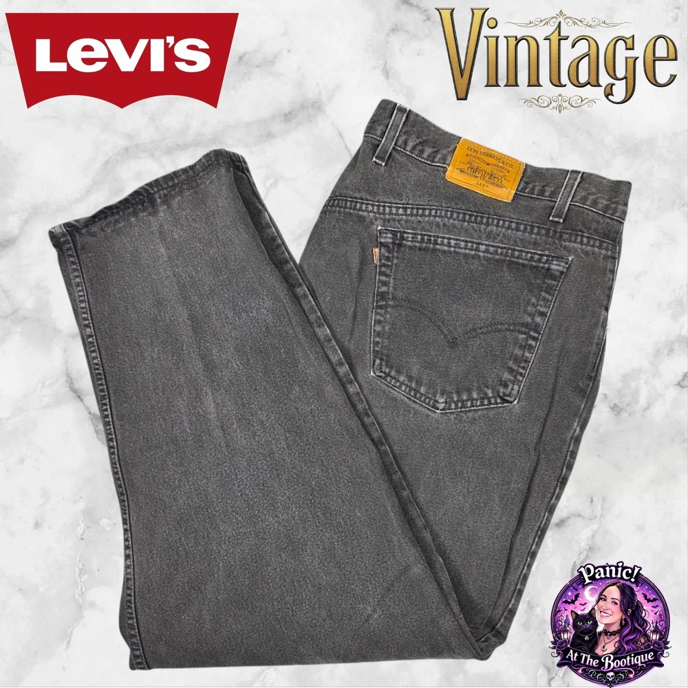 Levi's 545 Loose Fit Mens 52x30 Cotton Black Vintage 90s Orange Tab USA Jeans